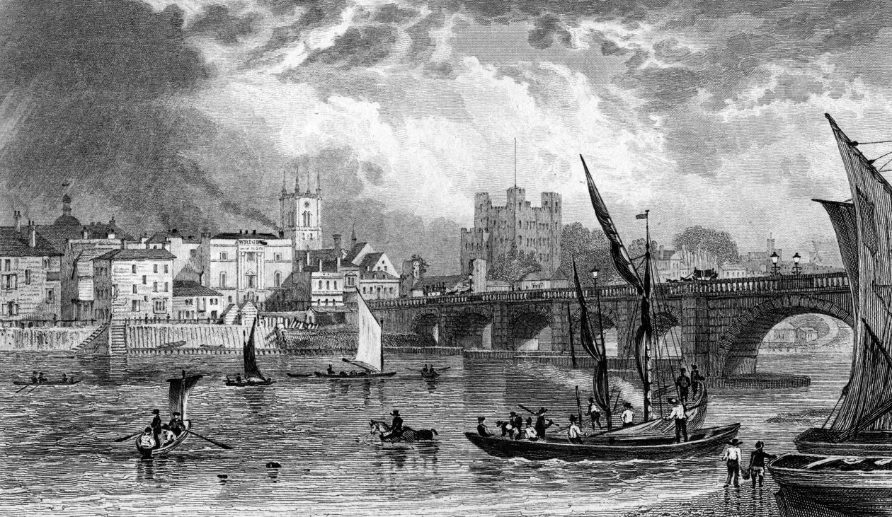 Rochester Bridge, gegraveerd door H. Adlard, c.1830 door George Shepherd