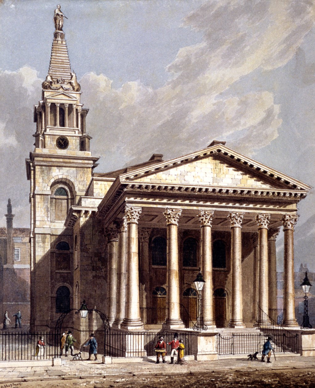 St George, Bloomsbury, Holborn, Londen, 1811 door George Shepherd