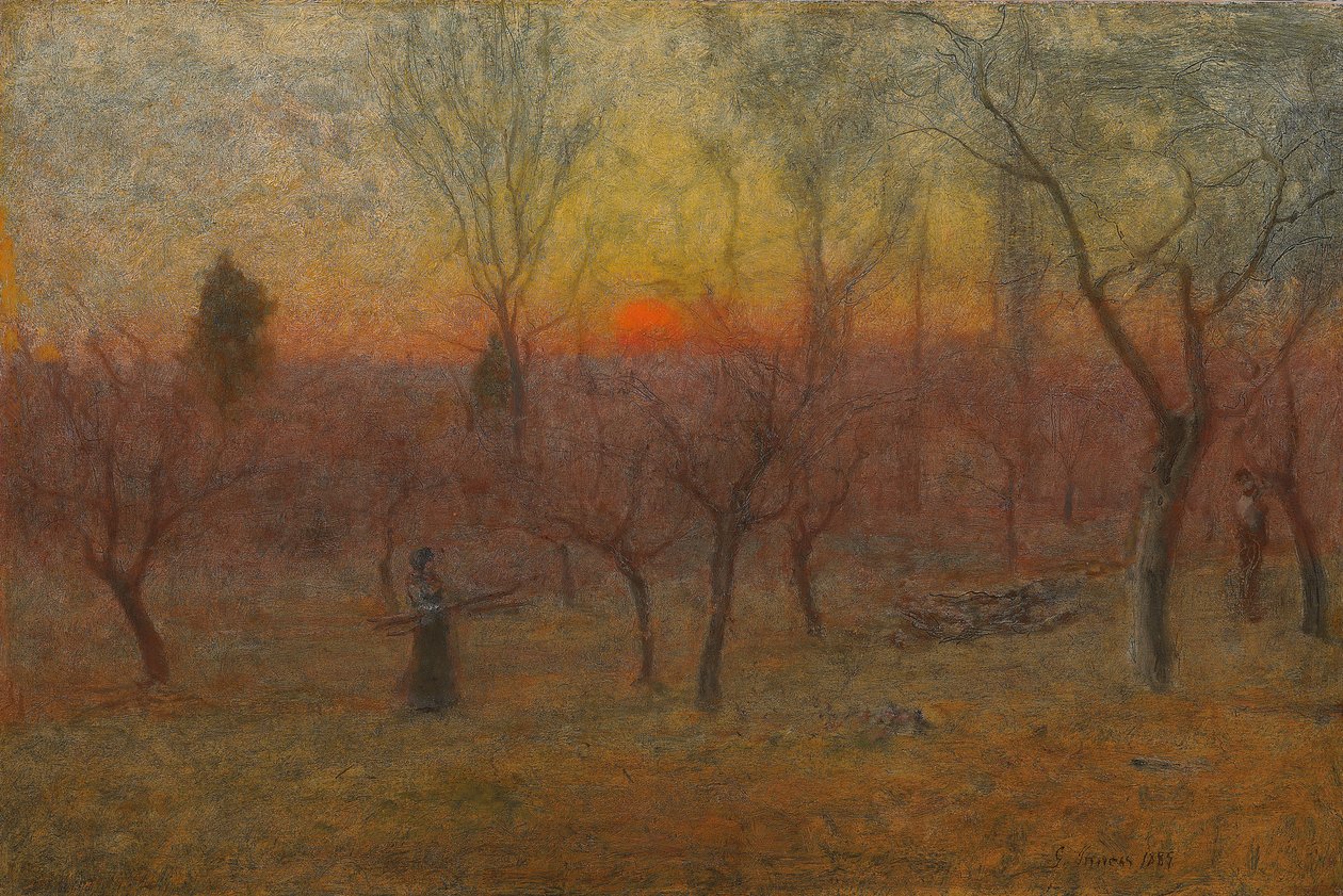 Hout verzamelen, Montclair, New Jersey, 1889 door George Snr. Inness