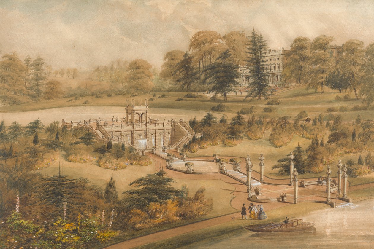 Ontwerp voor Cowley Manor, Gloucestershire door George Somers Clarke
