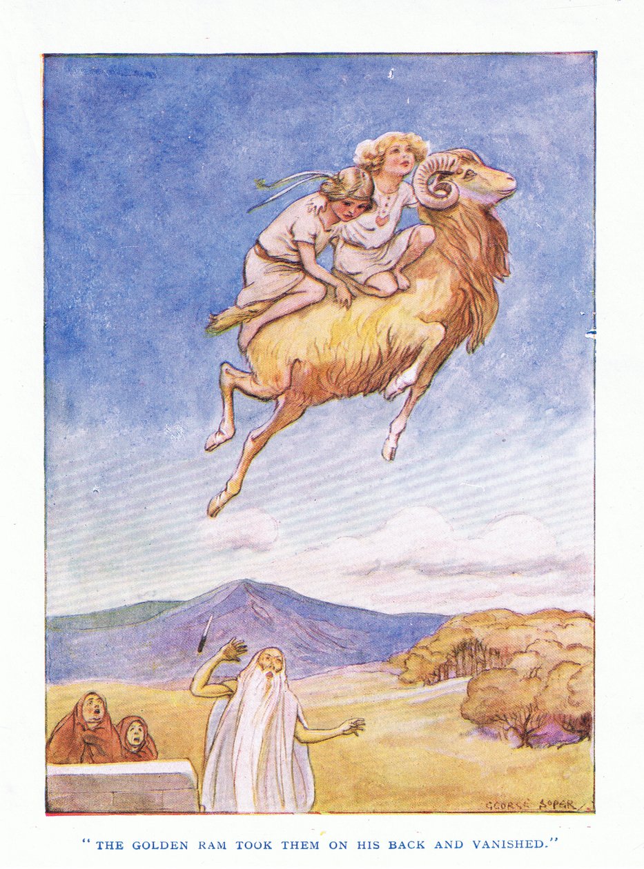 De gouden ram nam hen op zijn rug en verdween, uit The Heroes gepubliceerd door George Allen en Unwin 1929 door George Soper
