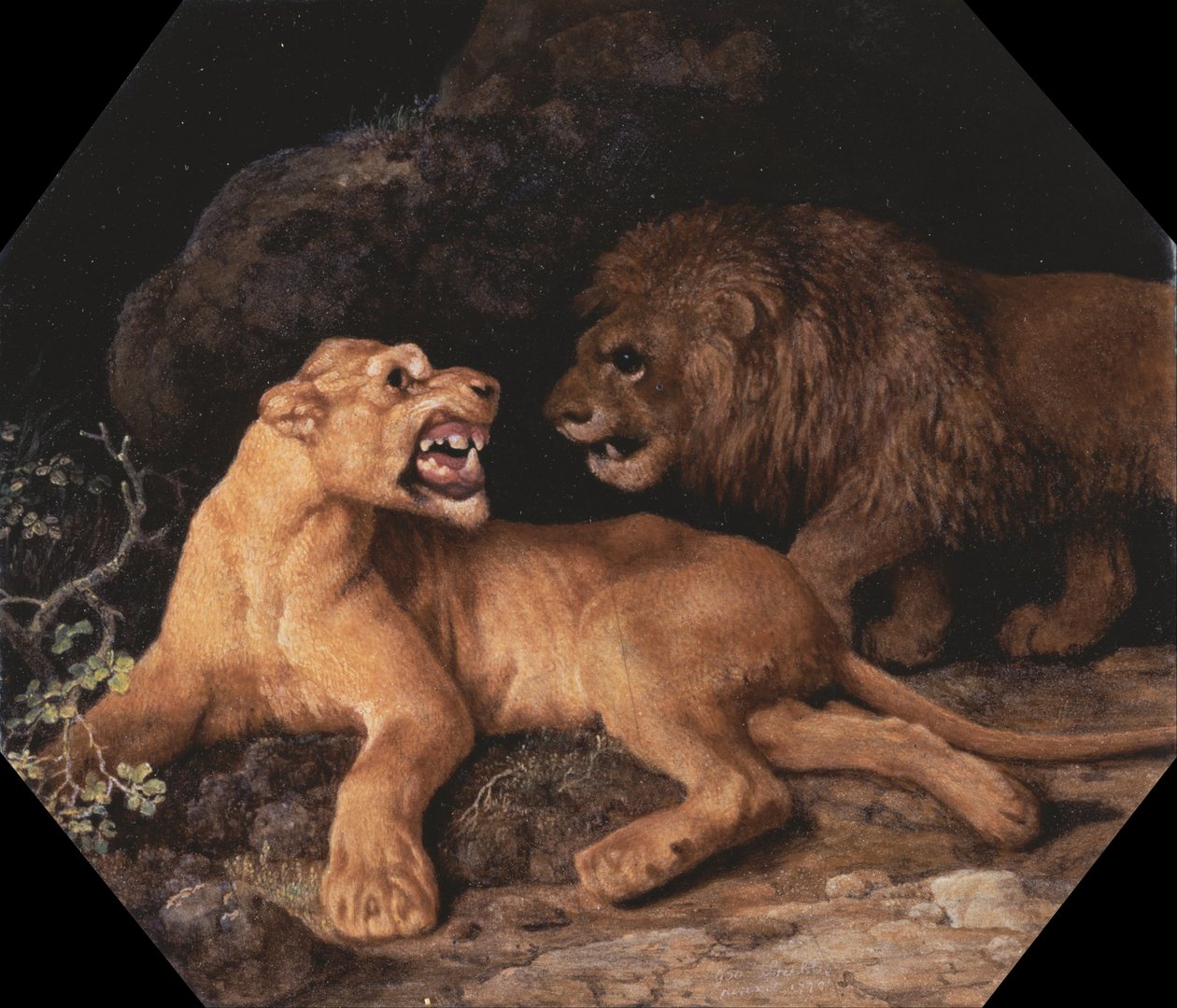 Leeuw en leeuwin door George Stubbs
