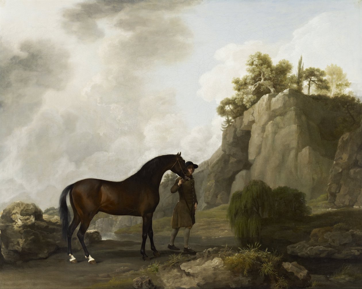 De Arabische hengst van de Markies van Rockingham (geleid door een Groom op Creswell Crags) door George Stubbs