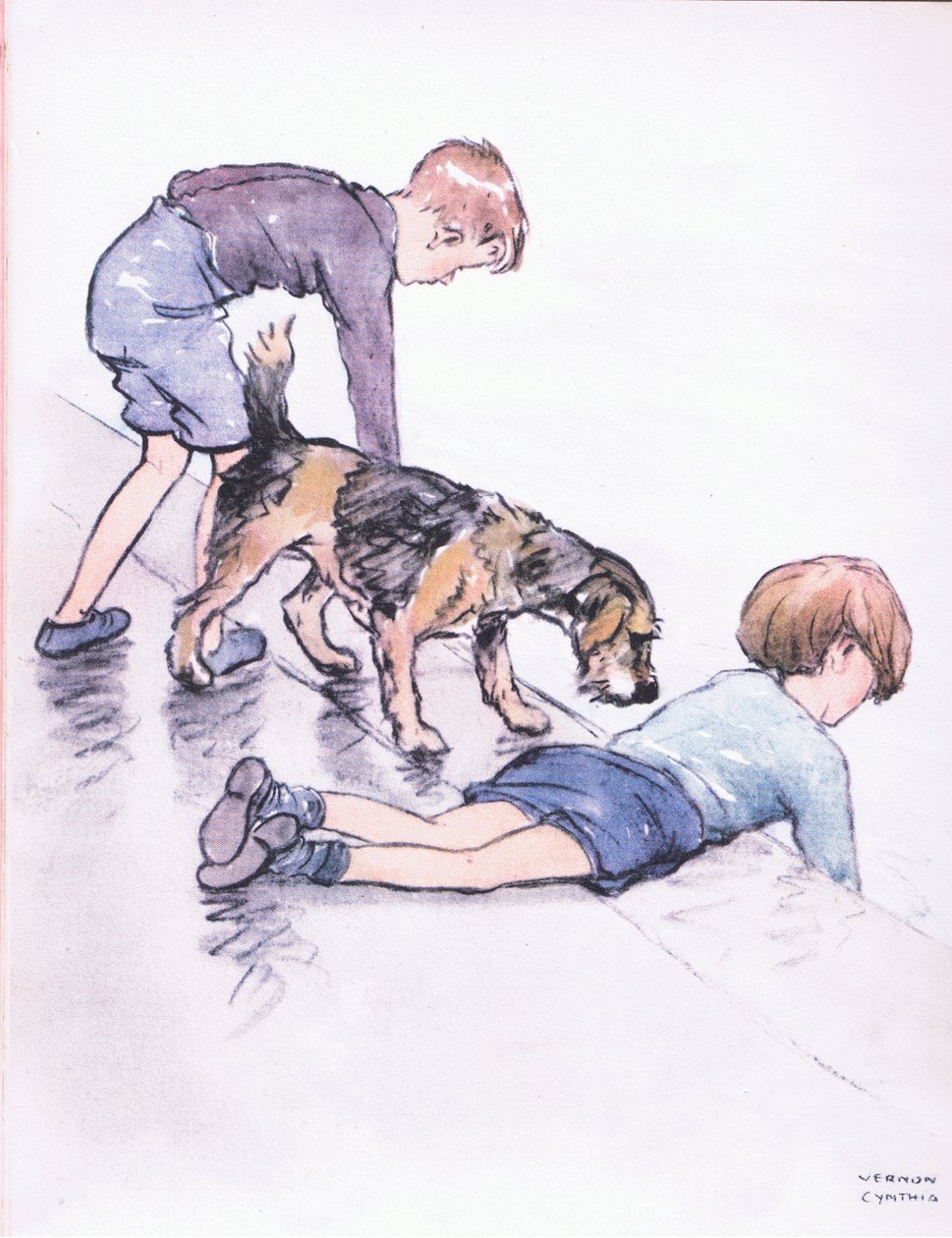 Vissen, vanaf de kade, uit Mudlarks uitgegeven door Collins door George Vernon Stokes
