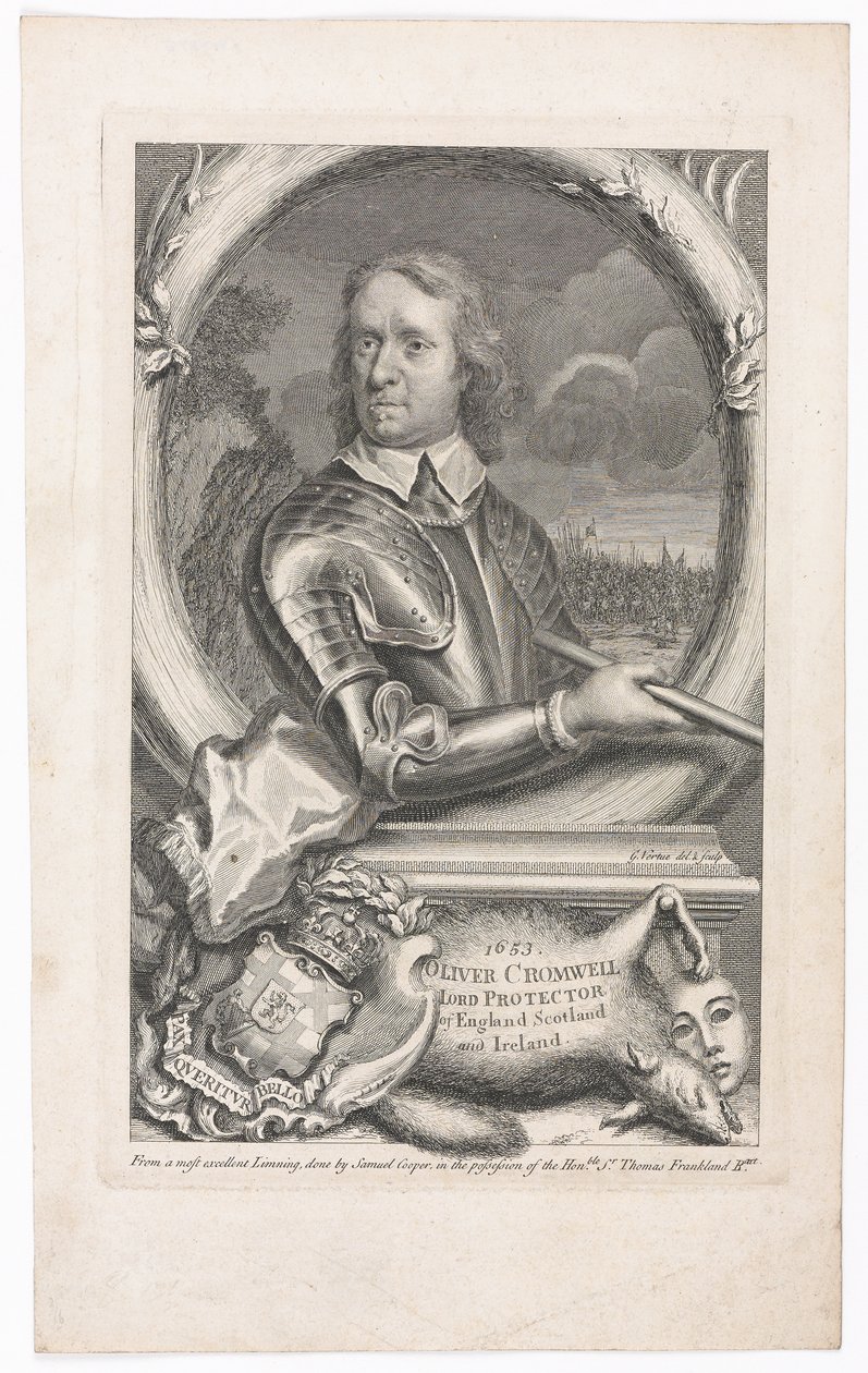 1653 Oliver Cromwell Lord Protector van Engeland, Schotland en Ierland door George Vertue