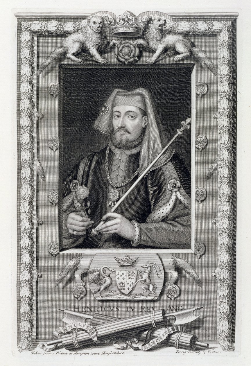 Hendrik IV (1367-1413) koning van Engeland vanaf 1399, naar een schilderij in Hampton Court, gegraveerd door de kunstenaar door George Vertue