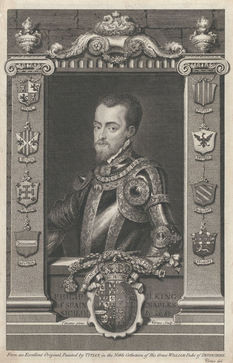 Filips II, koning van Spanje door George Vertue