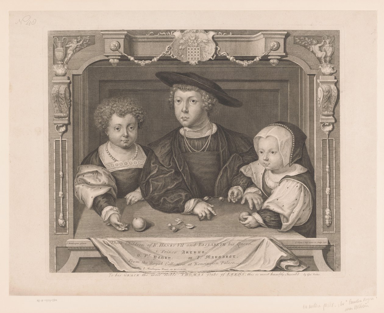 Portret van Dorothea, Johan en Christina van Denemarken door George Vertue