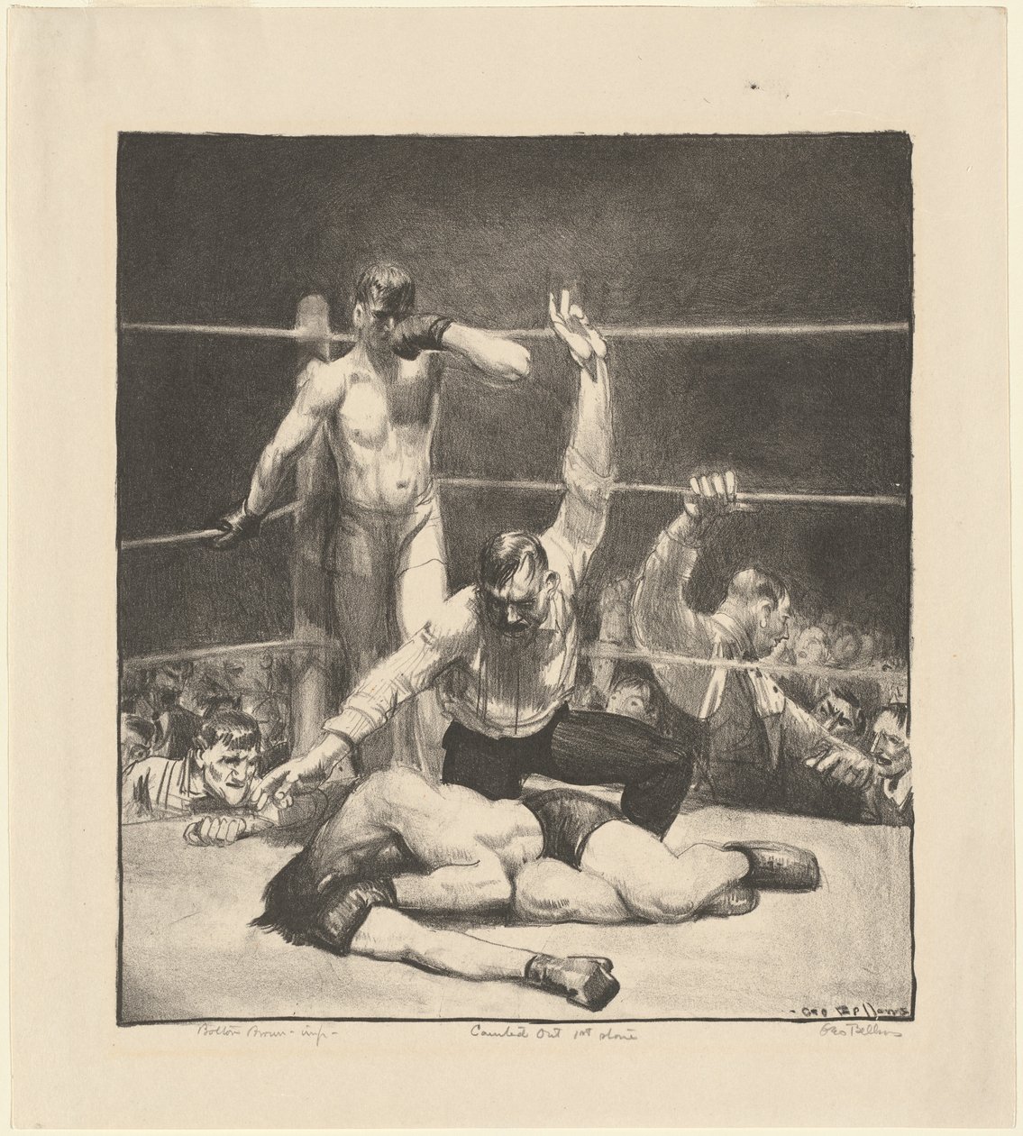 Uitgeteld, eerste steen door George Wesley Bellows