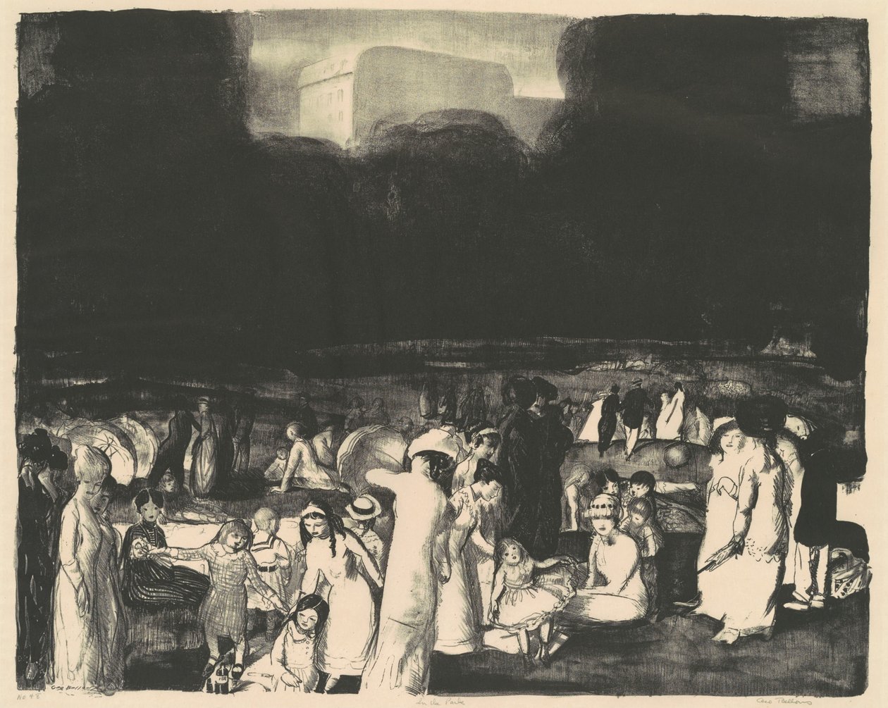 In het Park, Donker, 1916 door George Wesley Bellows