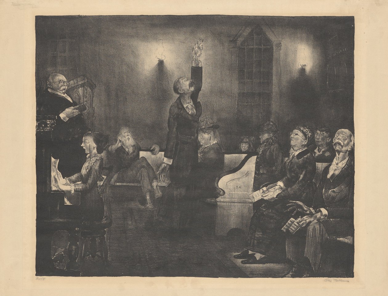 Gebedsbijeenkomst, tweede steen, 1916 door George Wesley Bellows