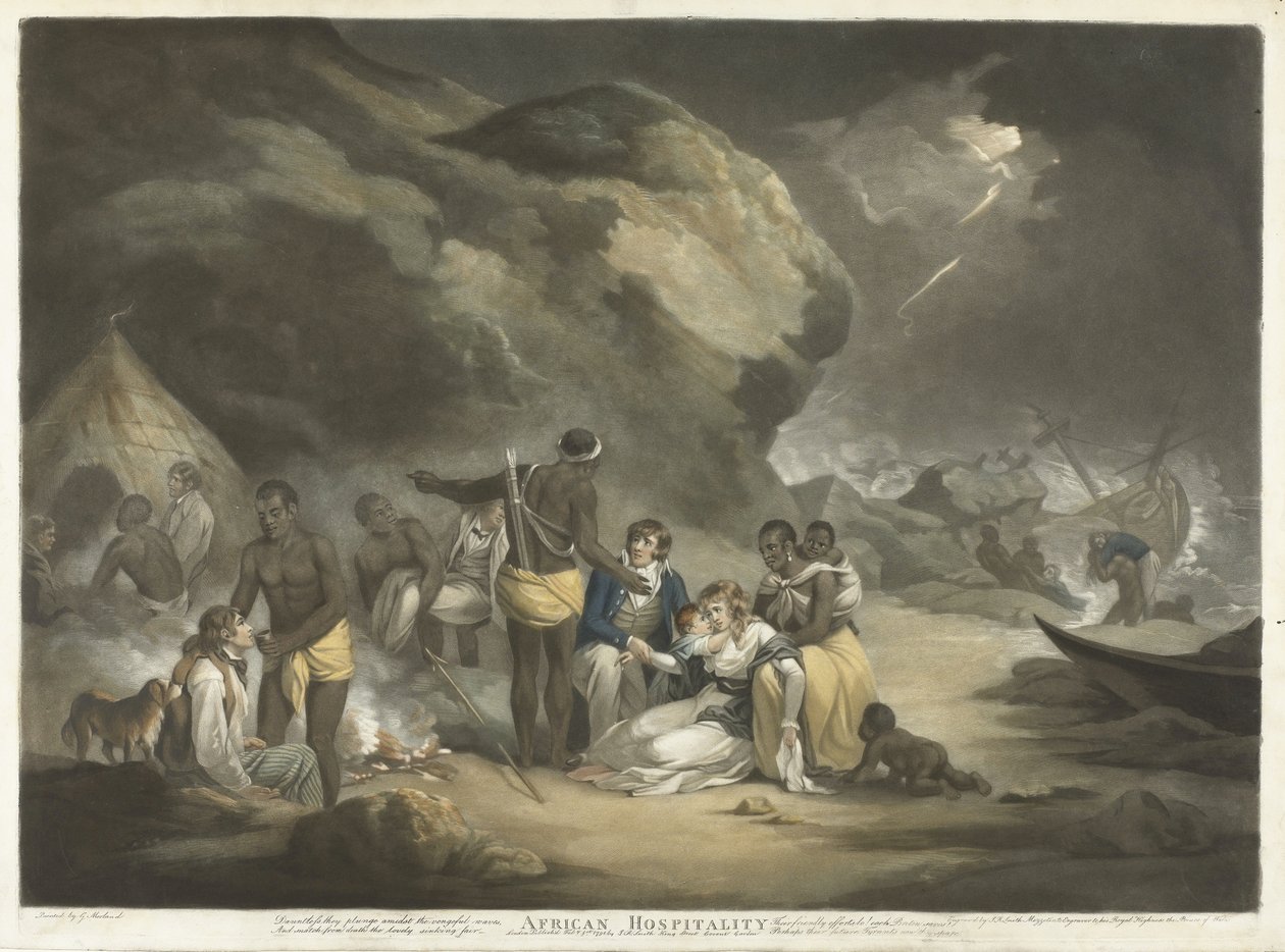 Afrikaanse gastvrijheid, gepubliceerd 1791 door George after Morland