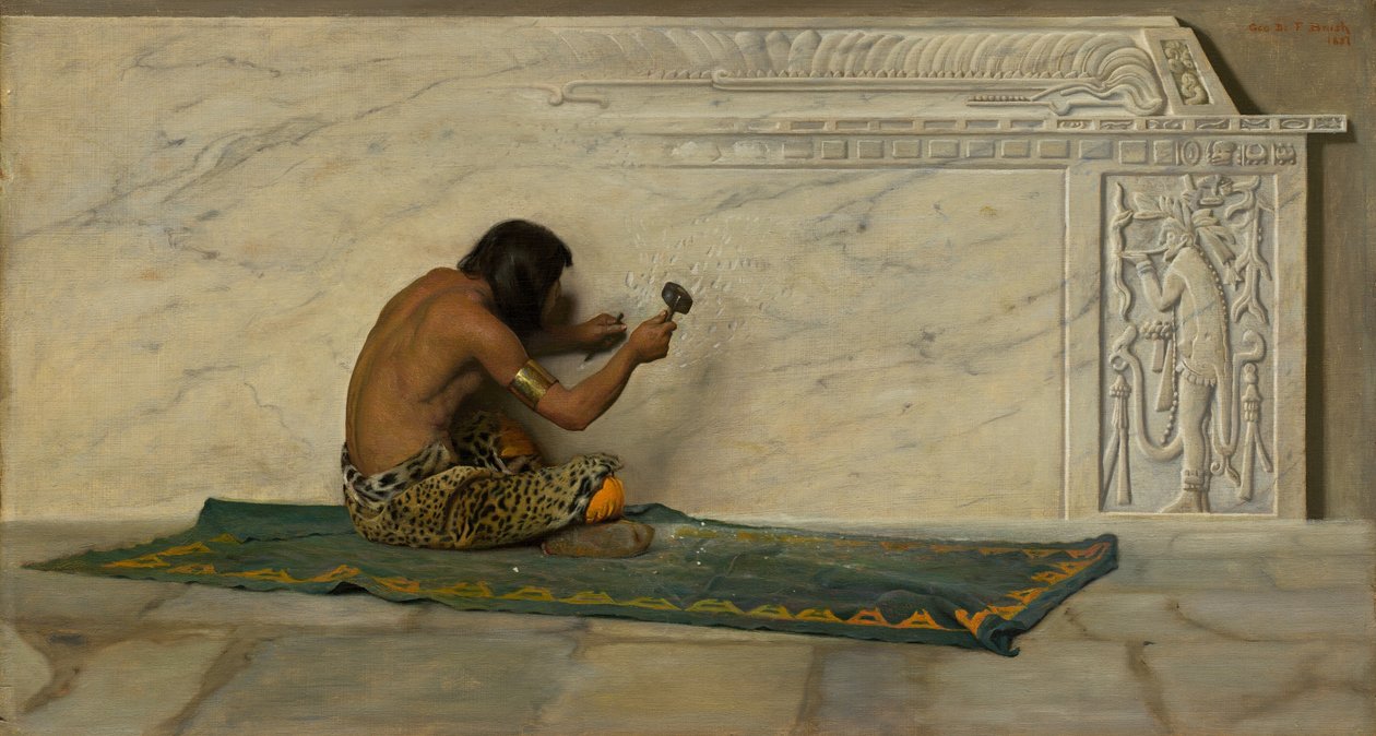 Een Azteekse Beeldhouwer door George de Forest Brush