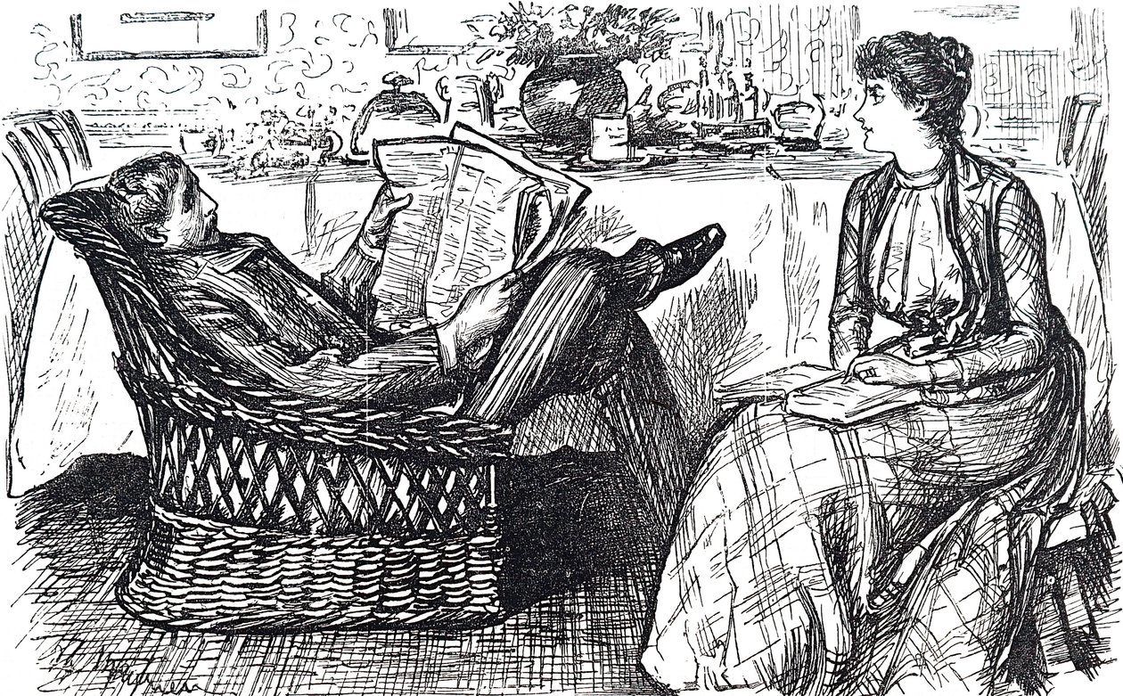 Een echtpaar dat leest door George du Maurier