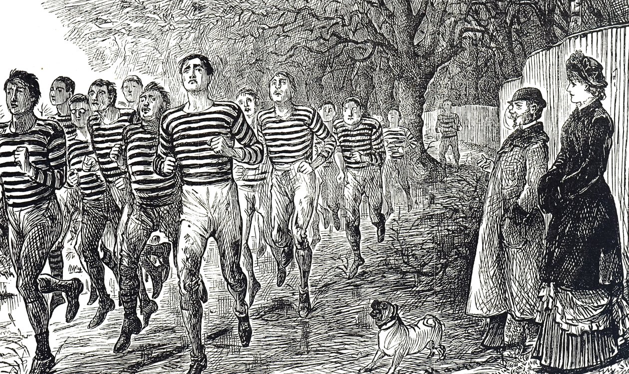 Cartoon van een gezondheids- en fitnesssessie door George du Maurier