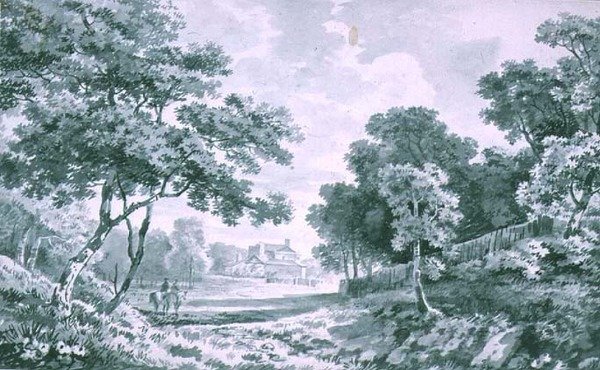 Een Huis gezien over Open Parkland door George the Elder Barret