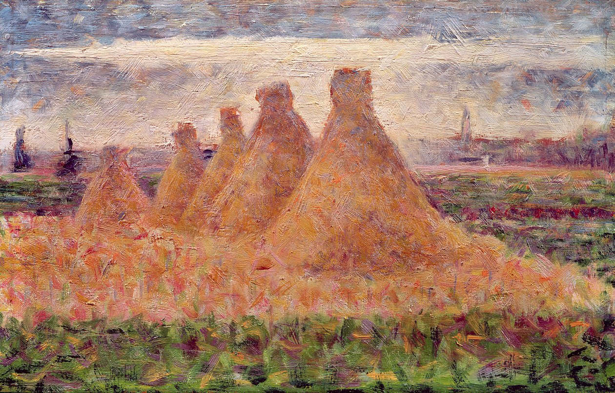 Stro stapels door Georges Seurat