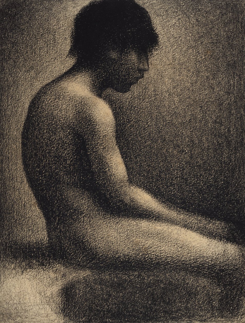 Zittend naakt - Studie voor Une Baignade door Georges Seurat