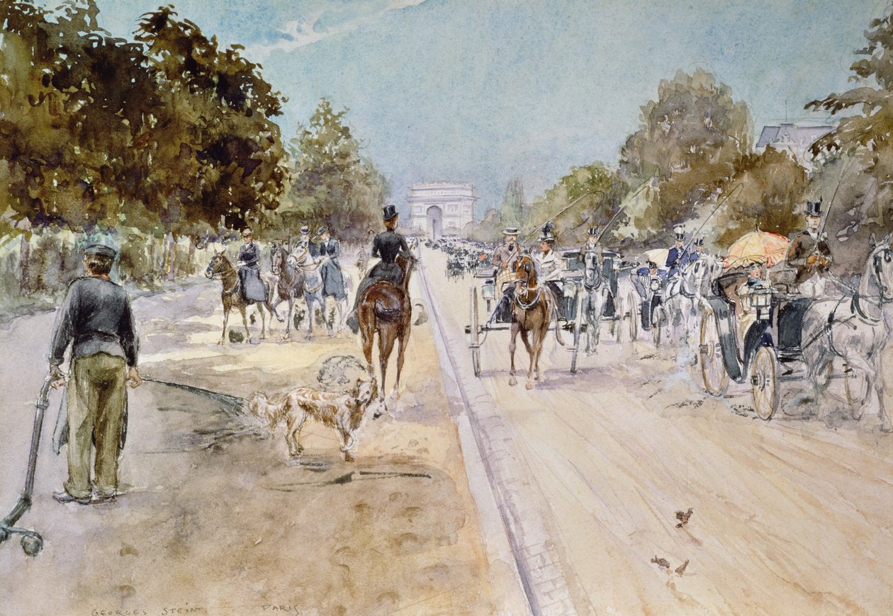 Koetsen op de Champs Elysees door Georges Stein