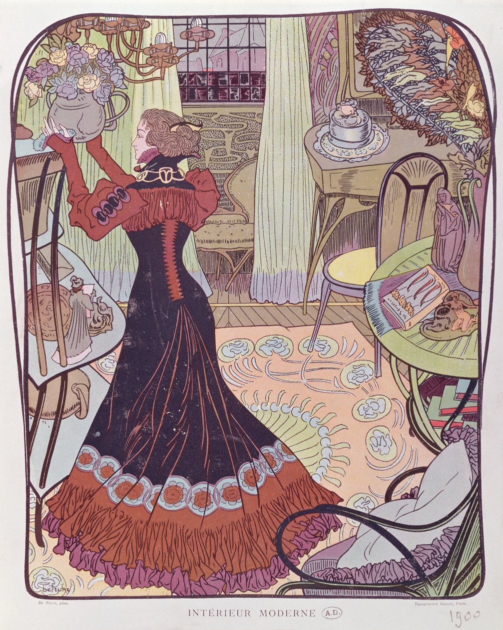 Modern interieur, 1900 door Georges de Feure