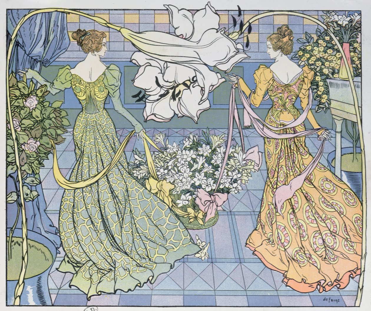 Vrouwen omringd door bloemen, c. 1900 door Georges de Feure