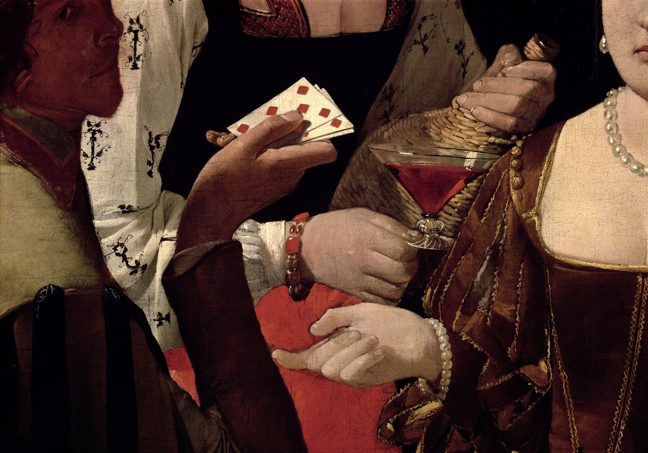 De Valsspeler met de Ruiten Aas, detail van de spelers, c.1635-40 (detail) door Georges de La Tour