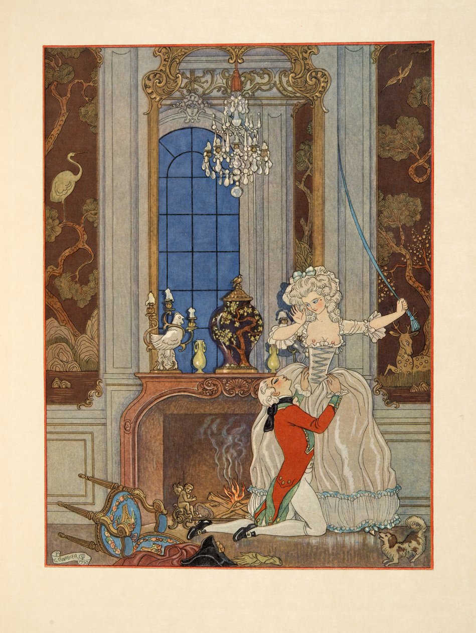 Danceny verklaart zijn liefde aan Cecile, Illustratie uit 