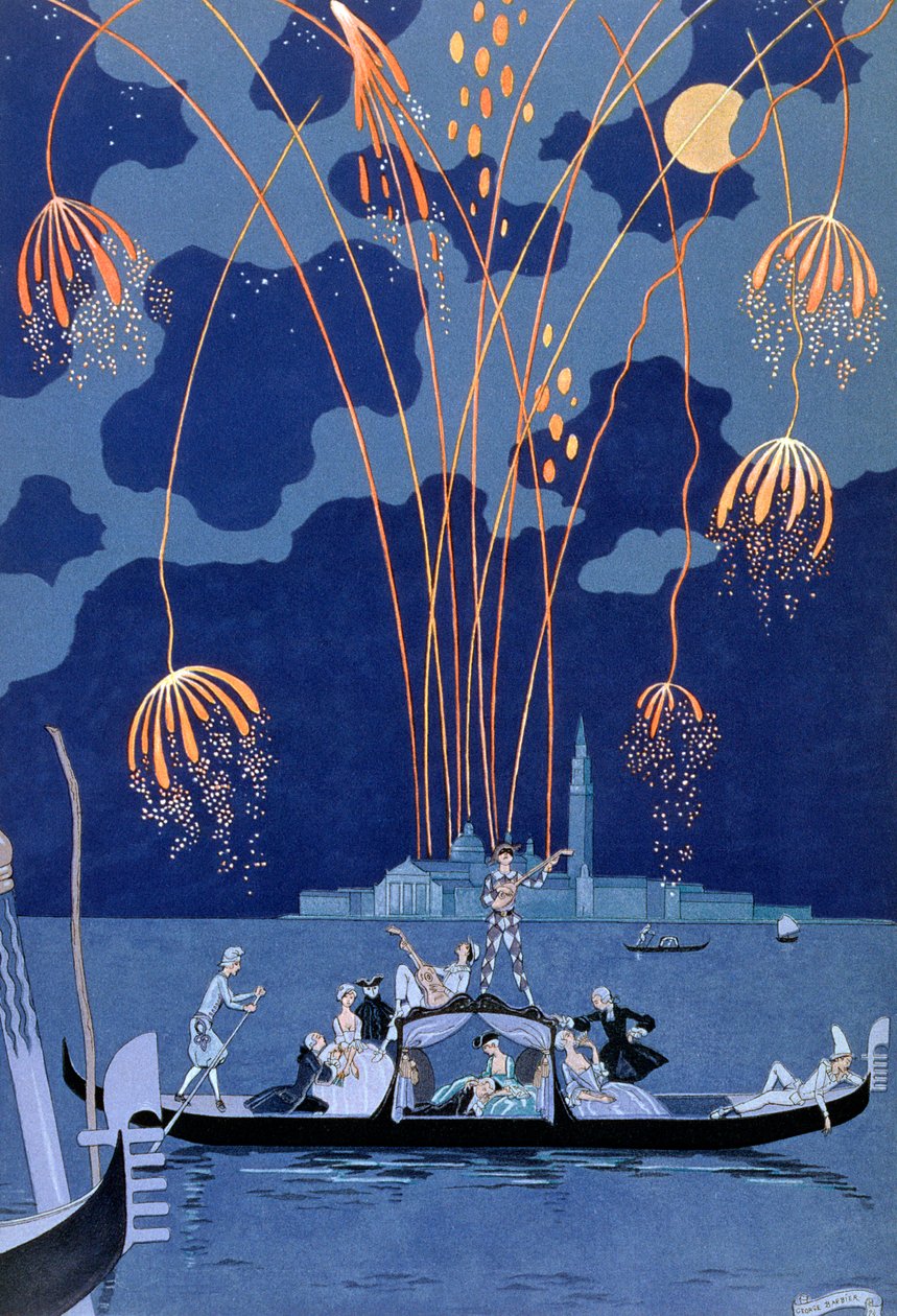Vuurwerk in Venetië, 1924 door Georges Barbier