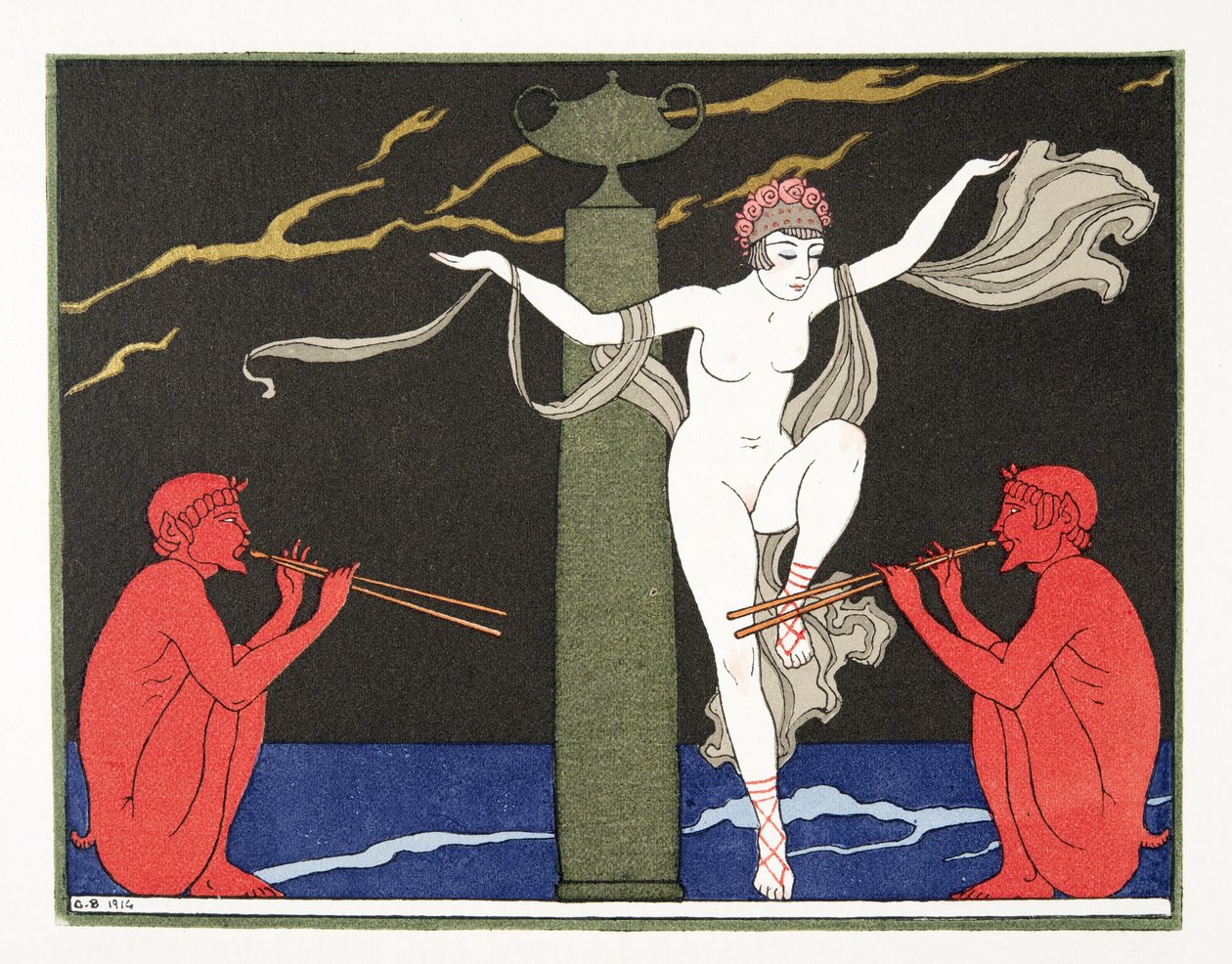 Illustratie uit Les Chansons de Bilitis, door Pierre Louys, uitgegeven 1922 door Georges Barbier