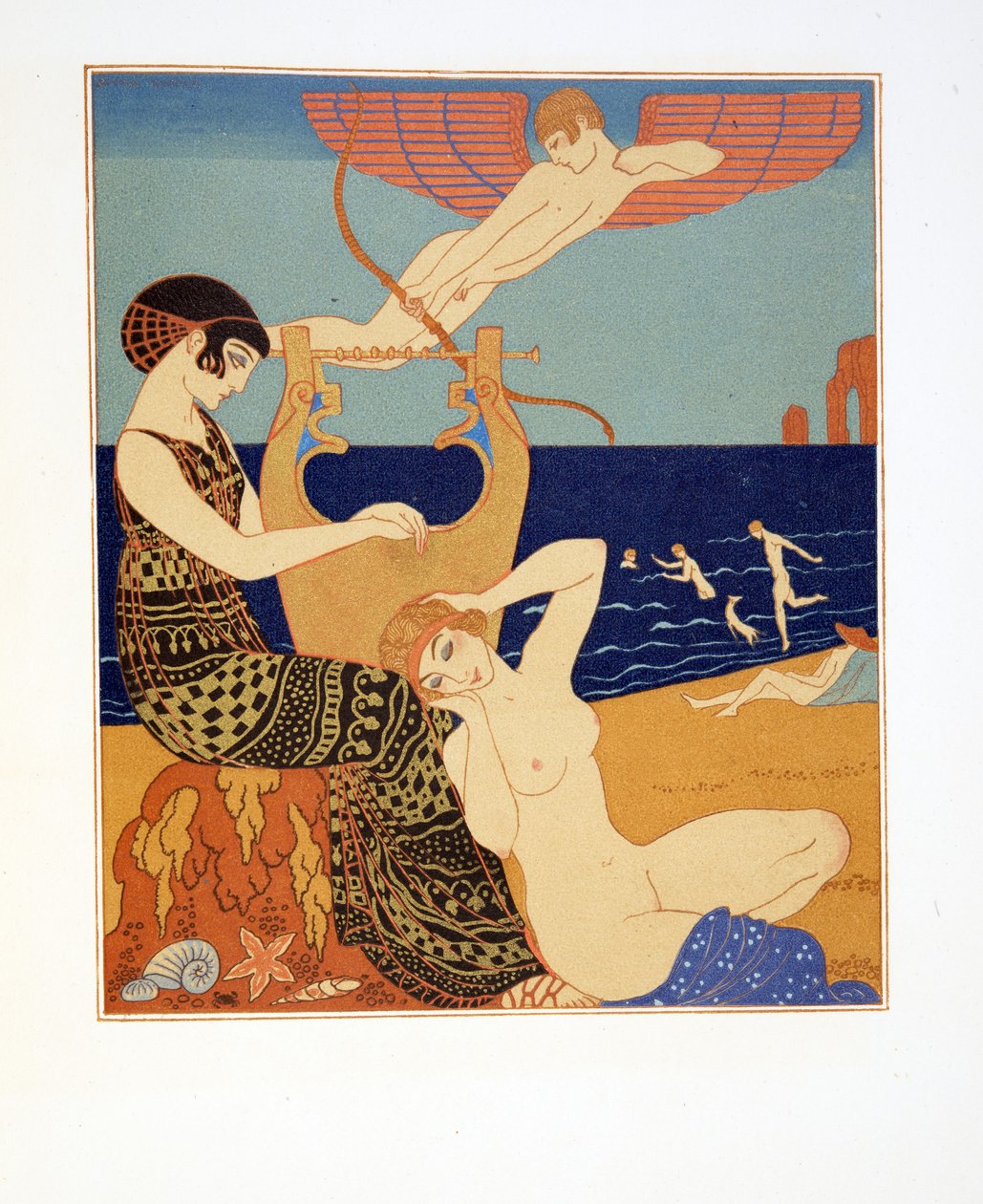 La Bague Symbolique, Illustratie uit Les Chansons de Bilitis, door Pierre Louys, uitgegeven 1922 door Georges Barbier
