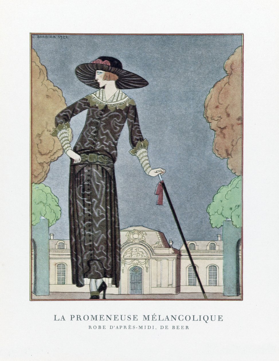 La Promeneuse Mélancolique, uitgegeven 1922 door Georges Barbier