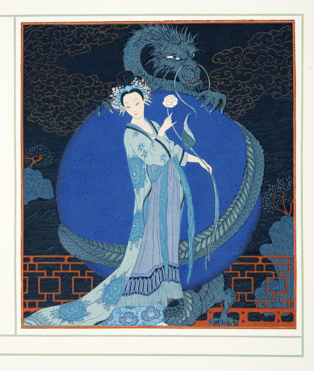 Turandot prinses van China, uit Personages de Comedie, uitgegeven 1922 door Georges Barbier