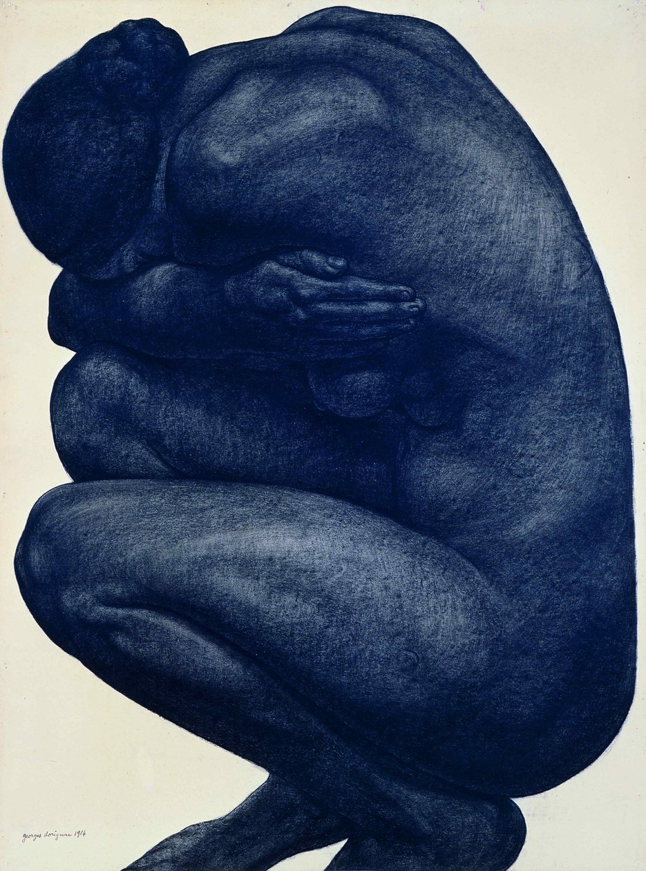 Hurkende vrouwelijke naakt, 1916 door Georges Dorignac
