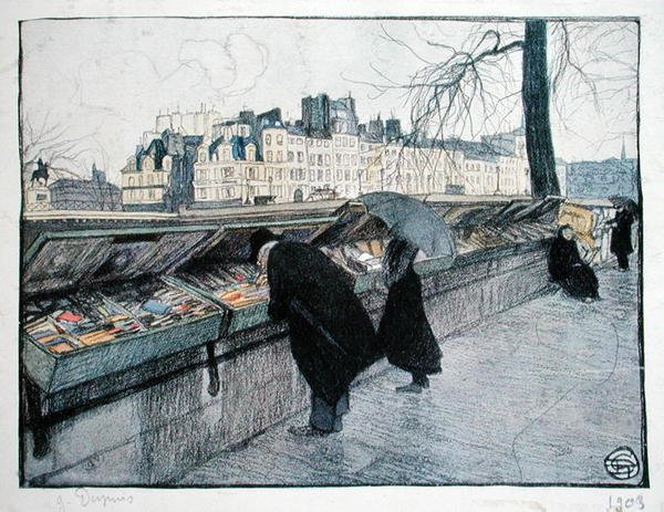 Bouquinistes langs de linkeroever van de Seine bij de Pont-Neuf, Parijs door Georges Dupuis