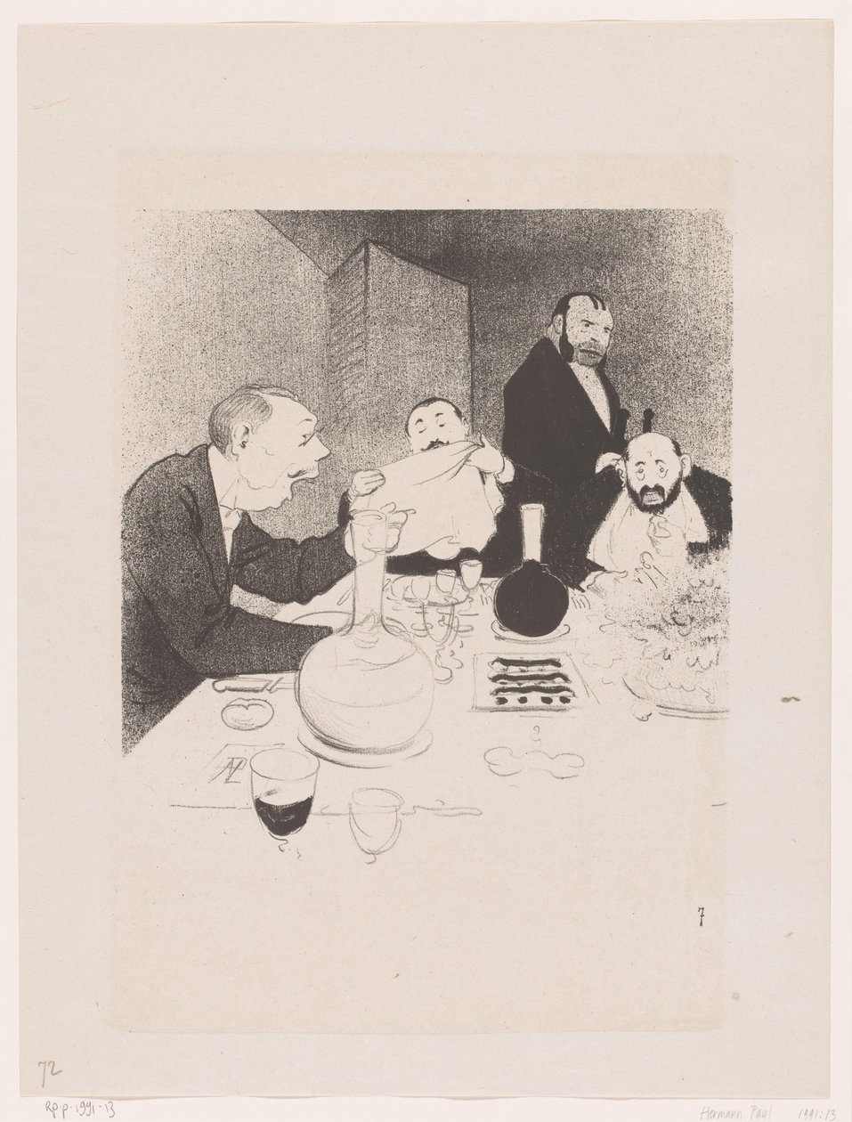 Mannen aan tafel tijdens een diner door Georges Hermann Rene Paul