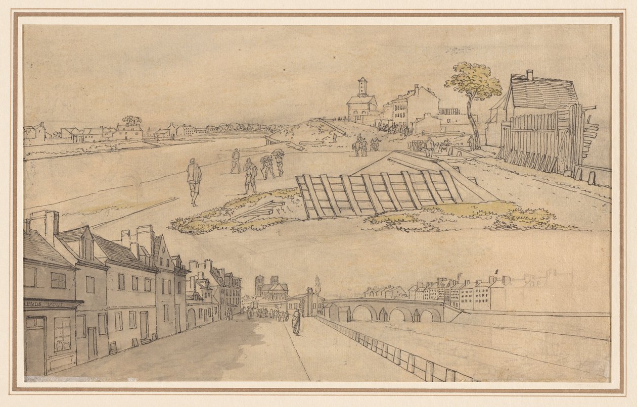 Twee Zichten op Parijs, eerste helft 1800s door Georges Michel