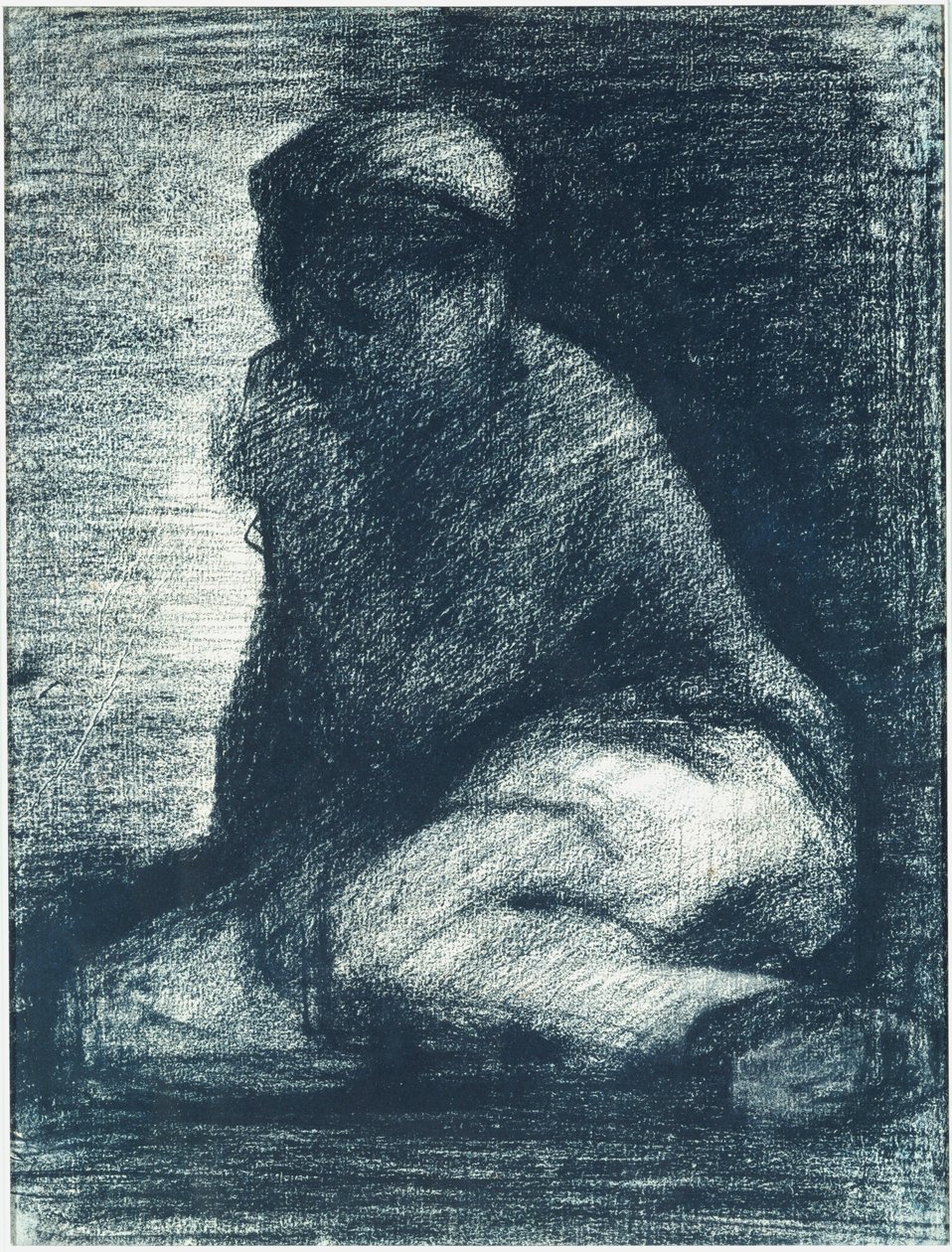 Een Jonge Man Hurkend, ca. 1882 door Georges Pierre Seurat