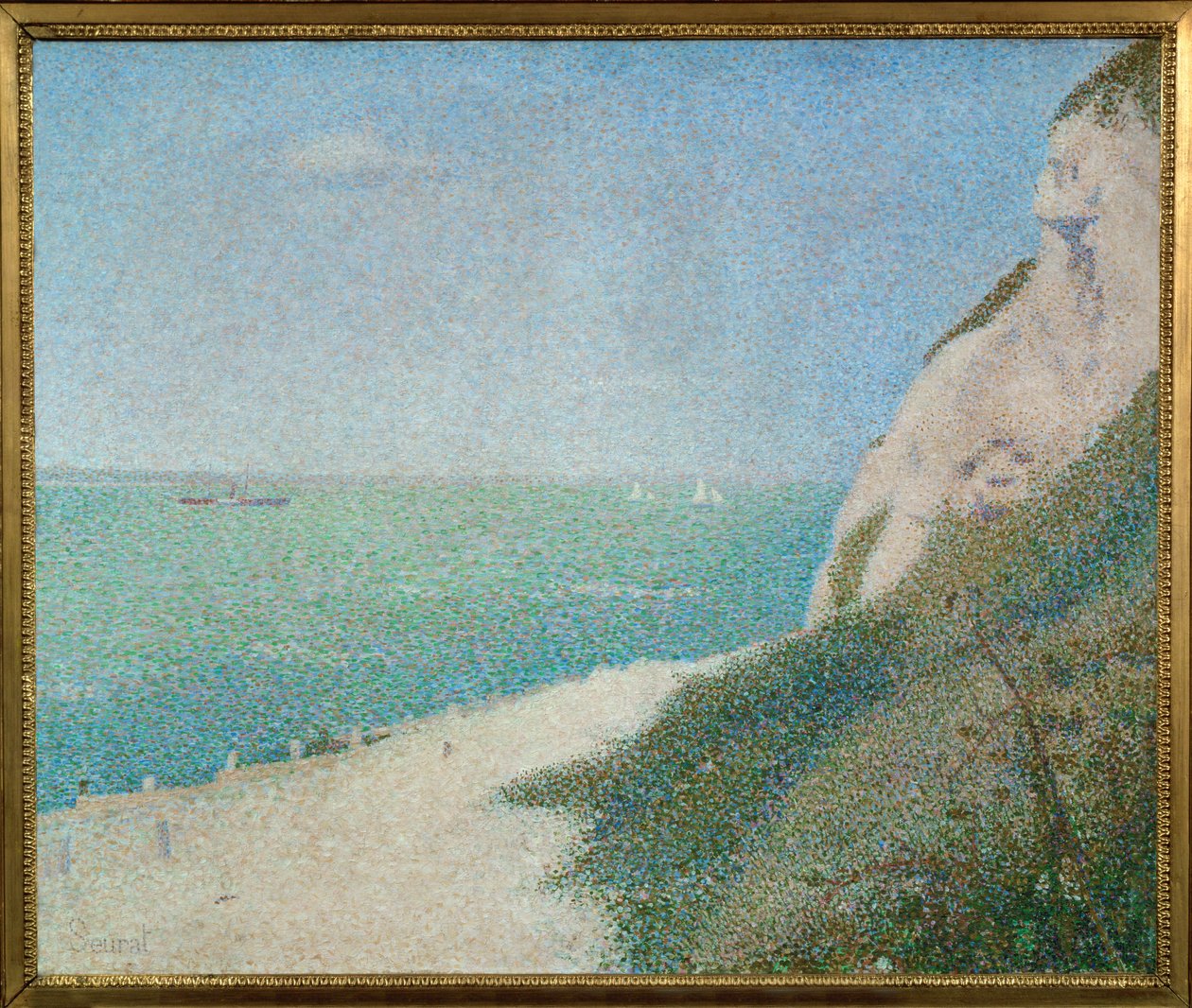 La Greve du Bas Butin, Honfleur (olieverf op doek) door Georges Pierre Seurat