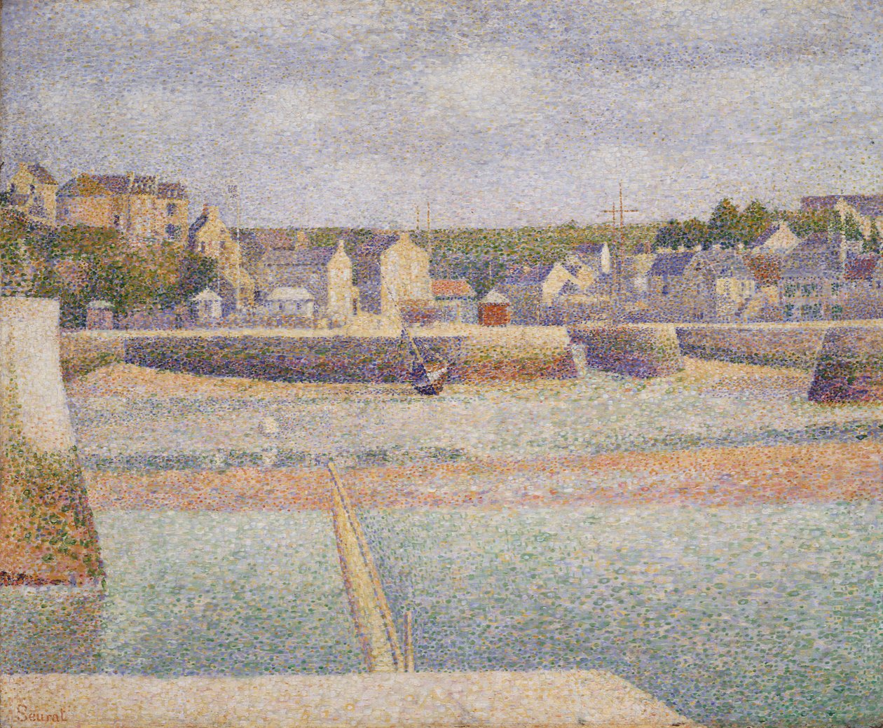 Haven-en-Bessin: De buitenhaven (eb) door Georges Pierre Seurat