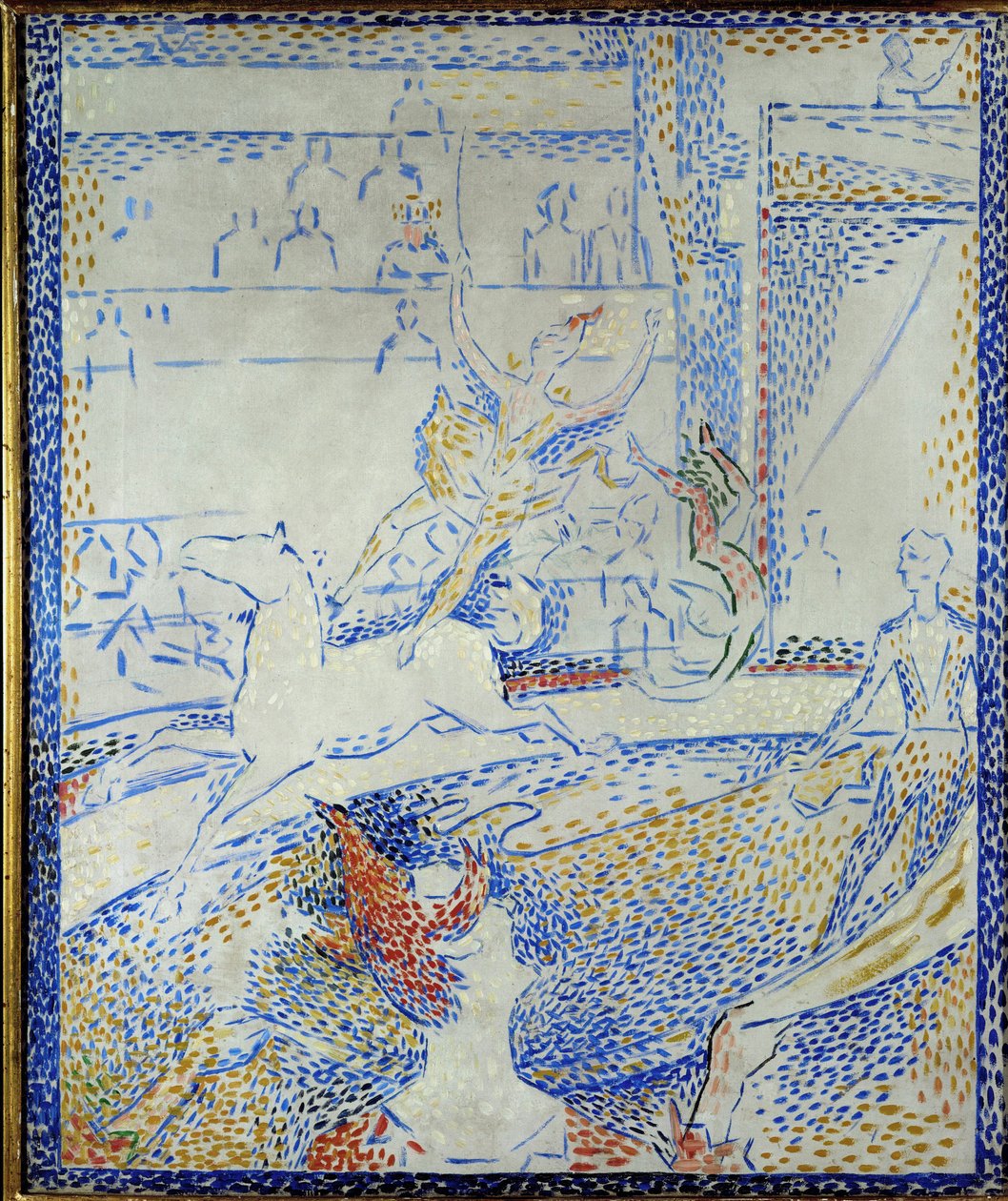 Schets voor het circus (schilderij op doek) door Georges Pierre Seurat