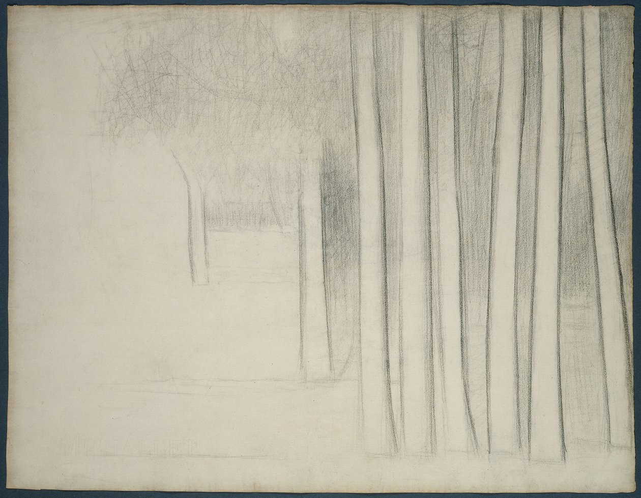 Boomstammen (studie voor La Grande Jatte) door Georges Pierre Seurat