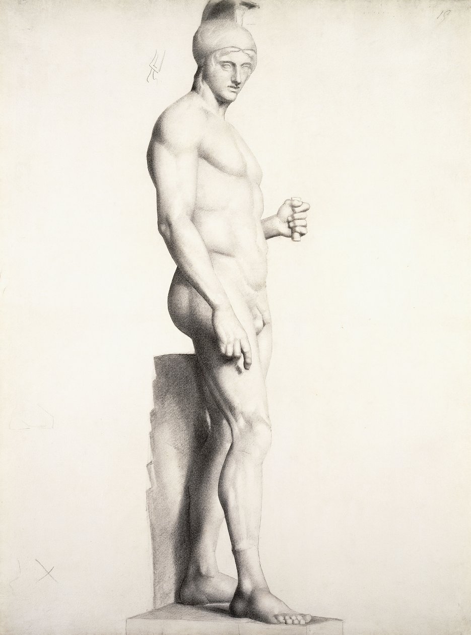 Krijger met een helm, in profiel, 1875-1878 door Georges Pierre Seurat