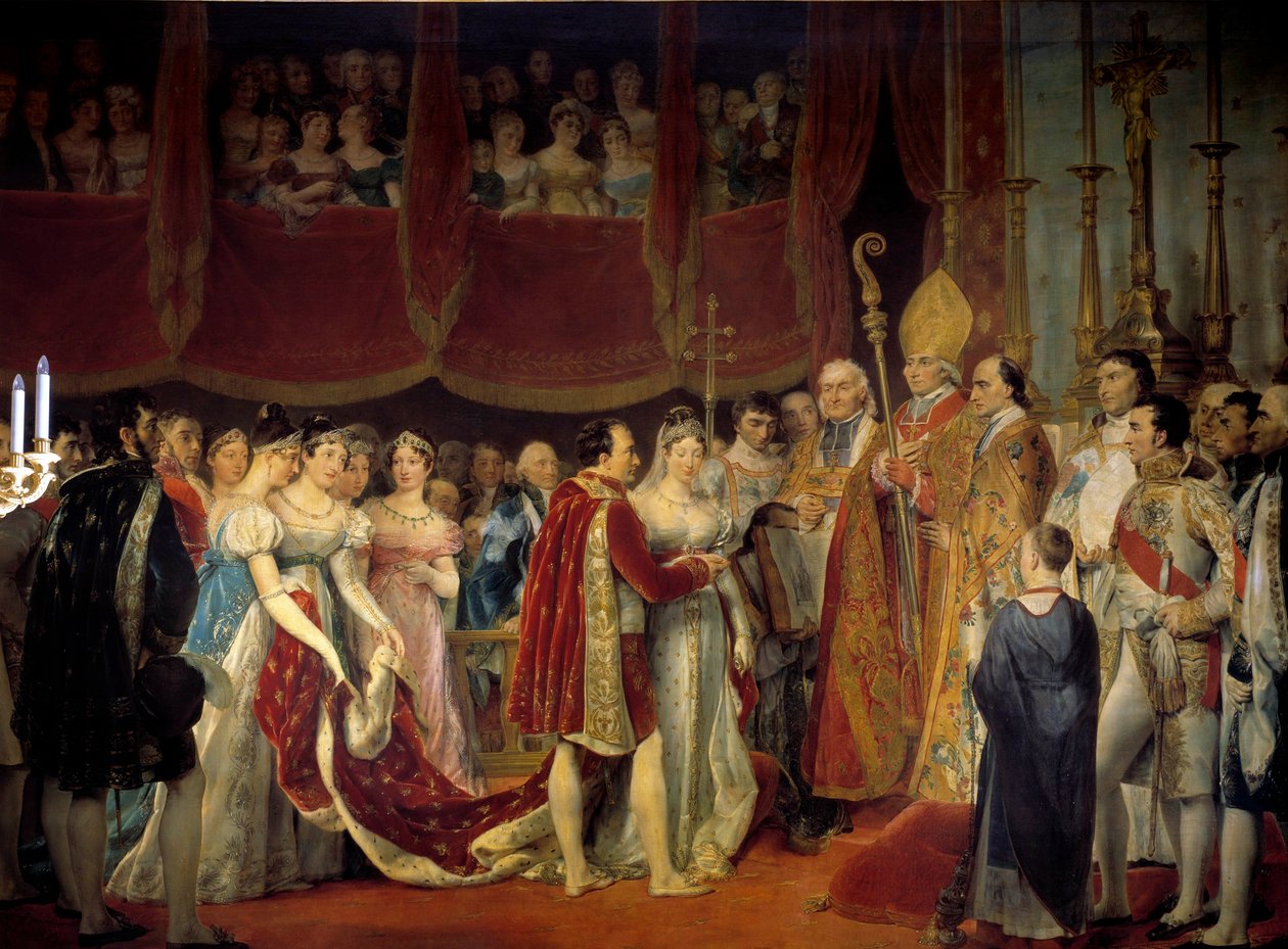 Religieus huwelijk van Napoleon I met Aartshertogin Marie Louise van Habsburg-Lotharingen, 2/04/1810 in de Salon carré du Louvre door Georges Rouget