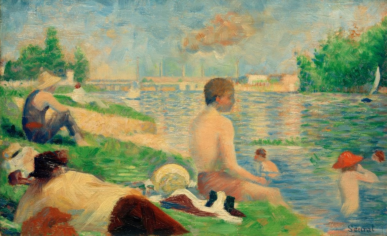 Een badplaats, Asnières (eindstudie) door Georges Seurat