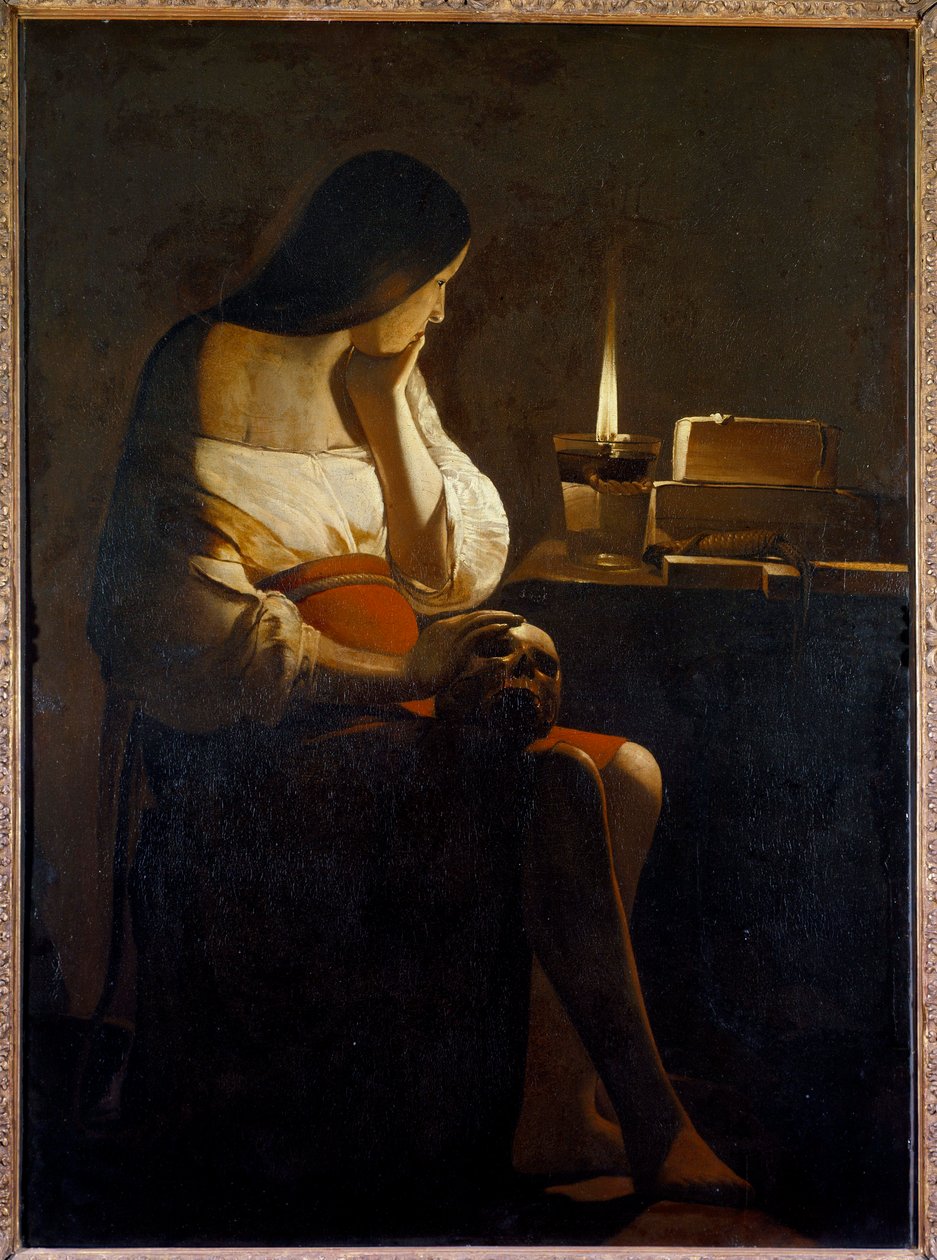 La Madeleine bij het nachtlampje door Georges de La Tour