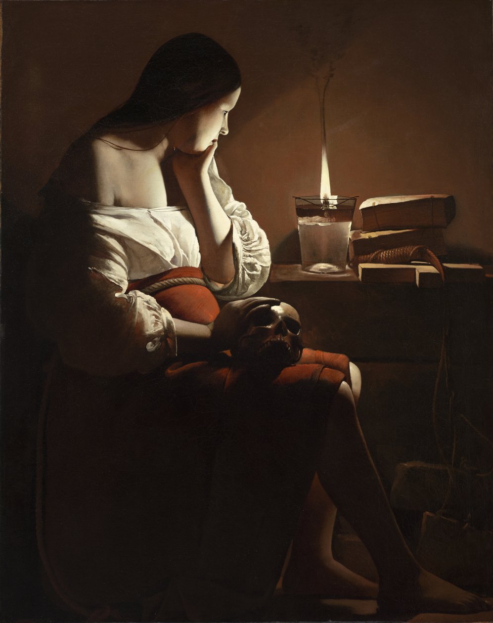 De Magdalena met de brandende vlam door Georges de La Tour
