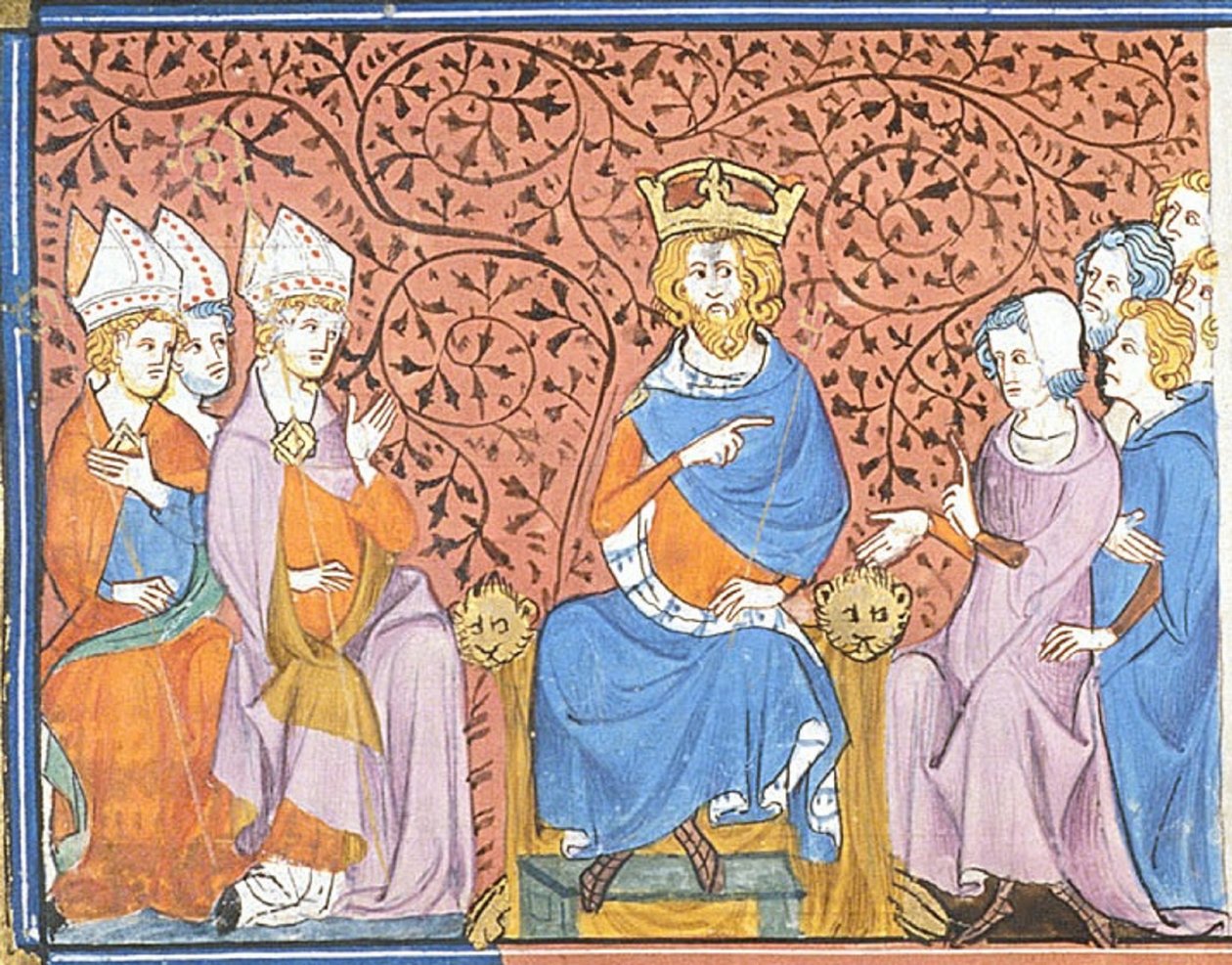 Karel de Grote in raad, uit Chroniques de France ou de St Denis, 14e eeuw (22702883582) door Georgia Levan Ramishvili from Tbilisi