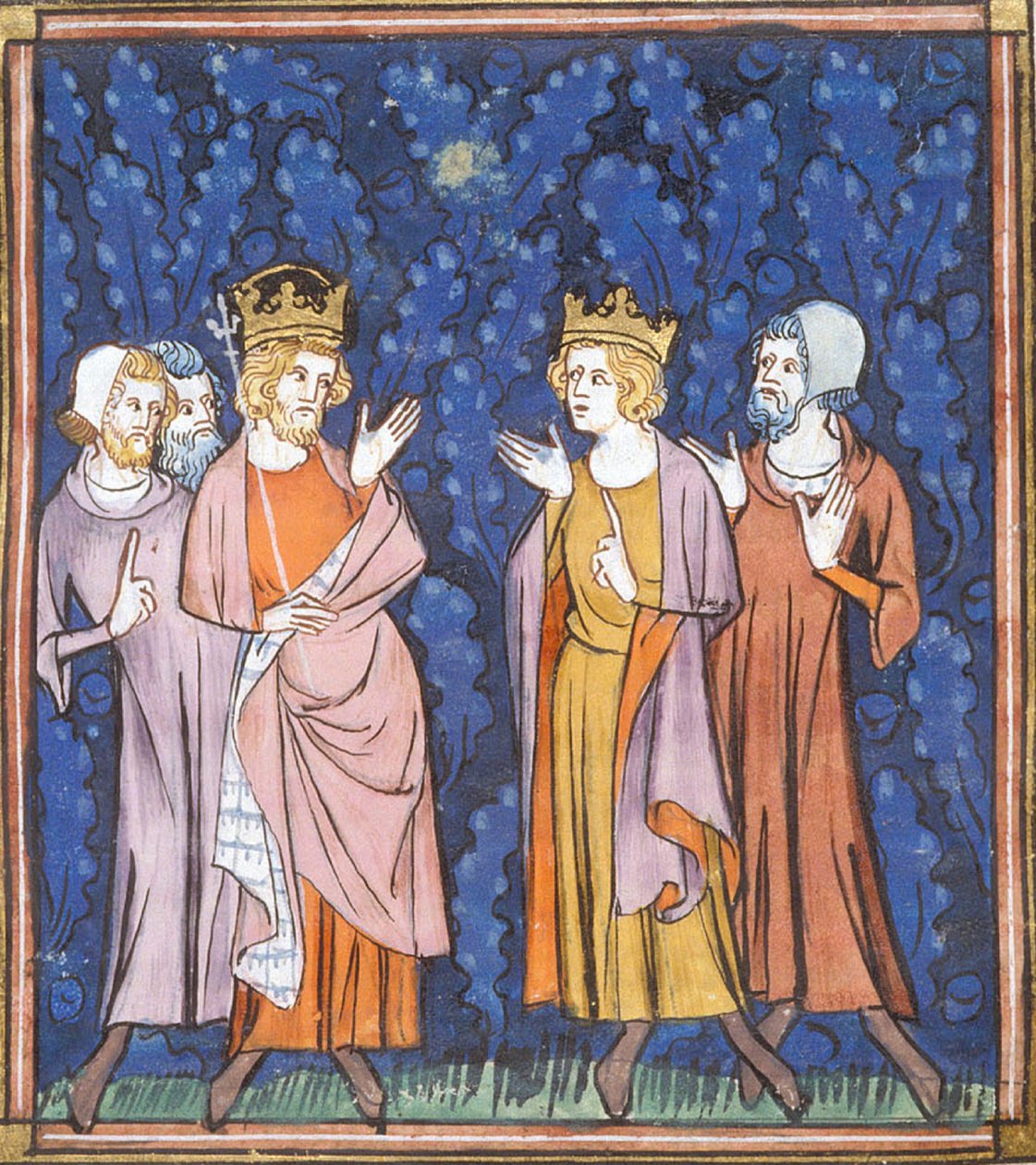 Karel de Grote in concilie, uit Chroniques de France ou de St Denis, 14e eeuw (22528527080) door Georgia Levan Ramishvili from Tbilisi