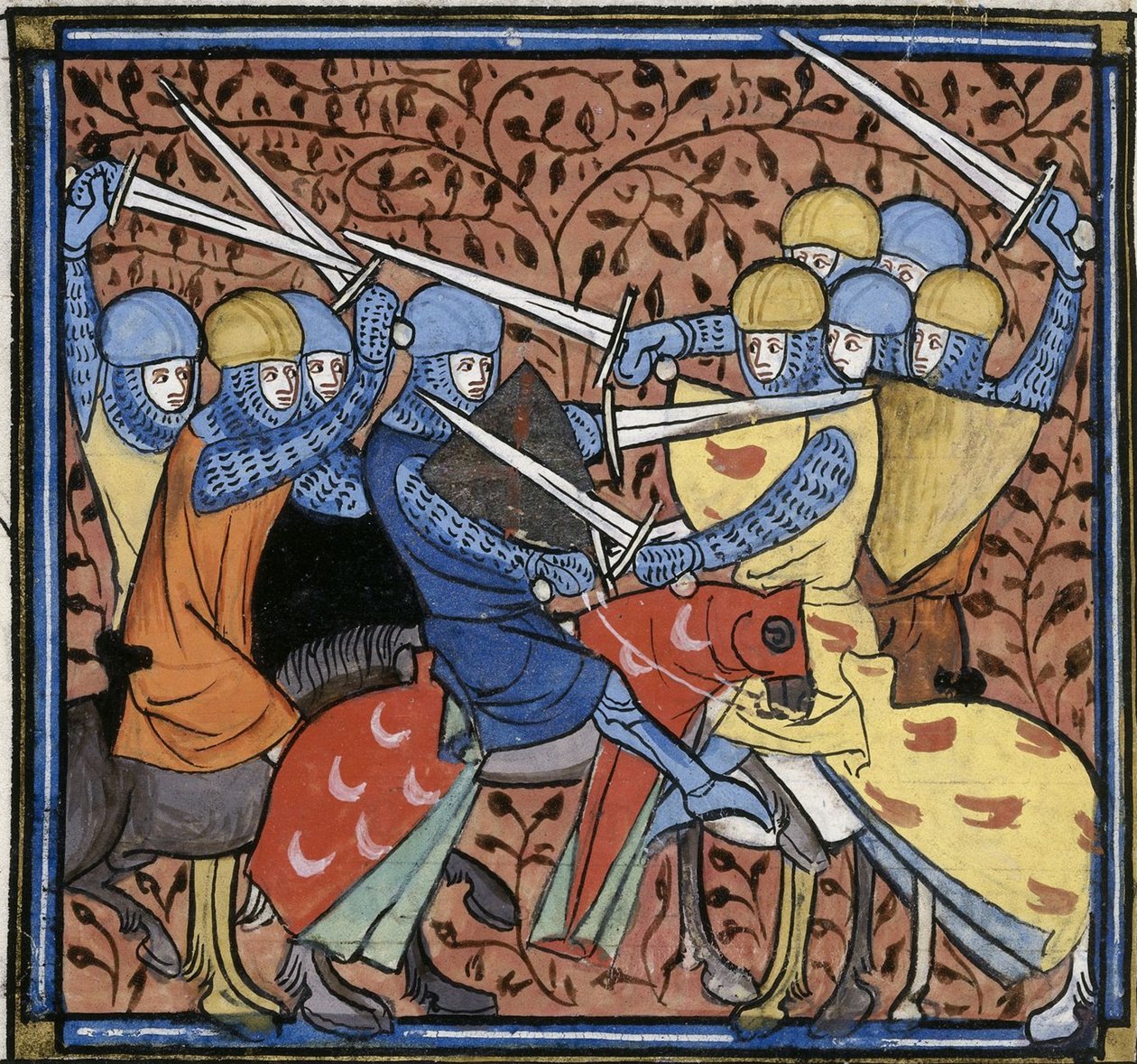 Ebroin verslaat de Austrasiërs, uit Les Grandes chroniques de France, Royal 16 G VI f.114v, ca. 1332-1350 (22528516520) door Georgia Levan Ramishvili from Tbilisi