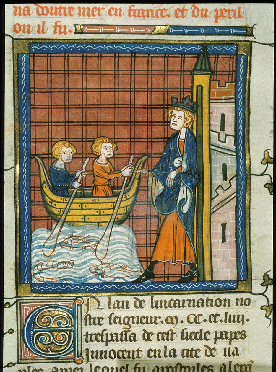 Lodewijk IX op weg naar Frankrijk, uit Chroniques de France ou de St Denis, 14e eeuw (22093703934) door Georgia Levan Ramishvili from Tbilisi